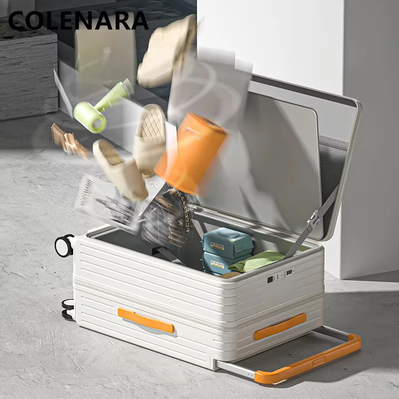COLENARA Luggage Travel Bag Front Opening Laptop Boarding Case USB Charging Trolley Case 20