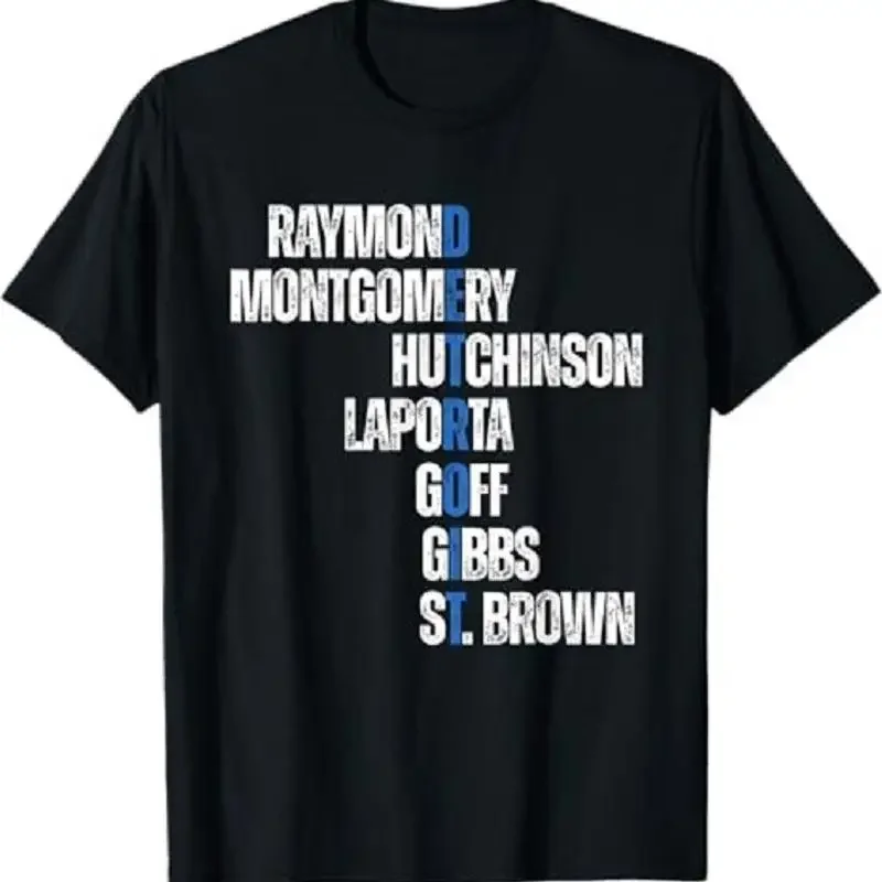 Camiseta Raymond Montgomery Hutchinson Laporta Goff Gibbs St Brown