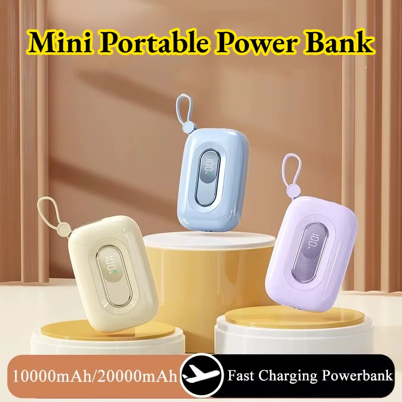 

Сертифицированный 3C аккумулятор большой емкости 20000 мАч со встроенными кабелями PD22,5 Вт, сверхбыстрая зарядка, мини-портативный внешний запасной аккумулятор