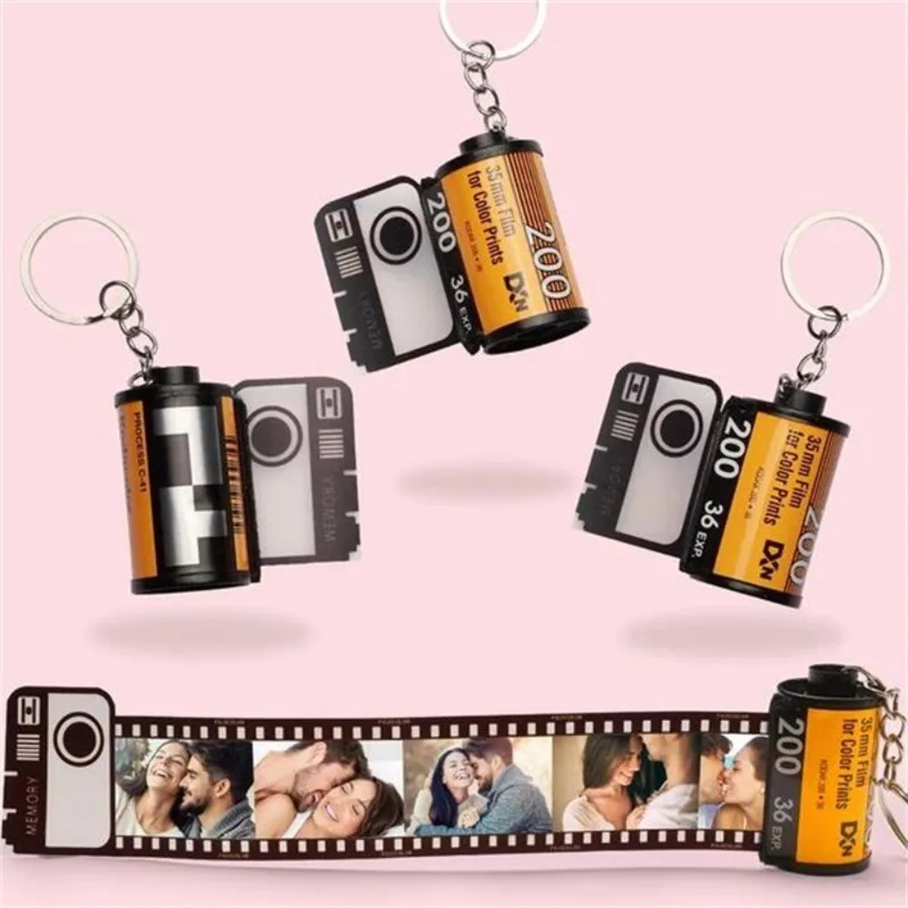 Dye Sublimation Heat Transfer Printing Keyring DIY Double Sides Blank Camera Film Keychain Record Life Creative