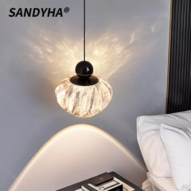 

SANDYHA Modern Simple Pendant Light Adjustable Chandelier LED Lighting Fixture For Bedroom Bar Counter Background Wall Art Decor