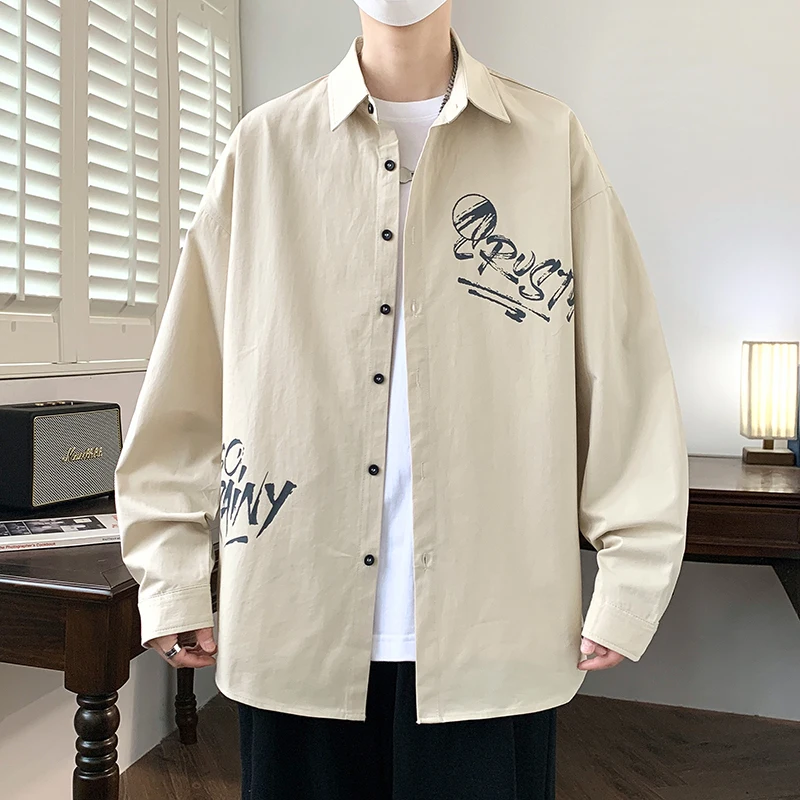 

Teenage Cotton irt Men's Long Sve Spring Autumn New Faion Sli irt Jaet Trendy Brand Upper Apparel Casual Sle