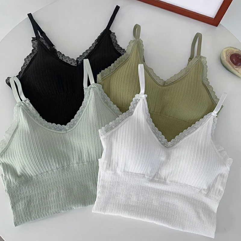 Lace Top Sexy Corset Top Green Tank Top Women 2024 Summer Clothes Solid Sleeveless Camisole Spaghetti Strap Vest Black Crop Top