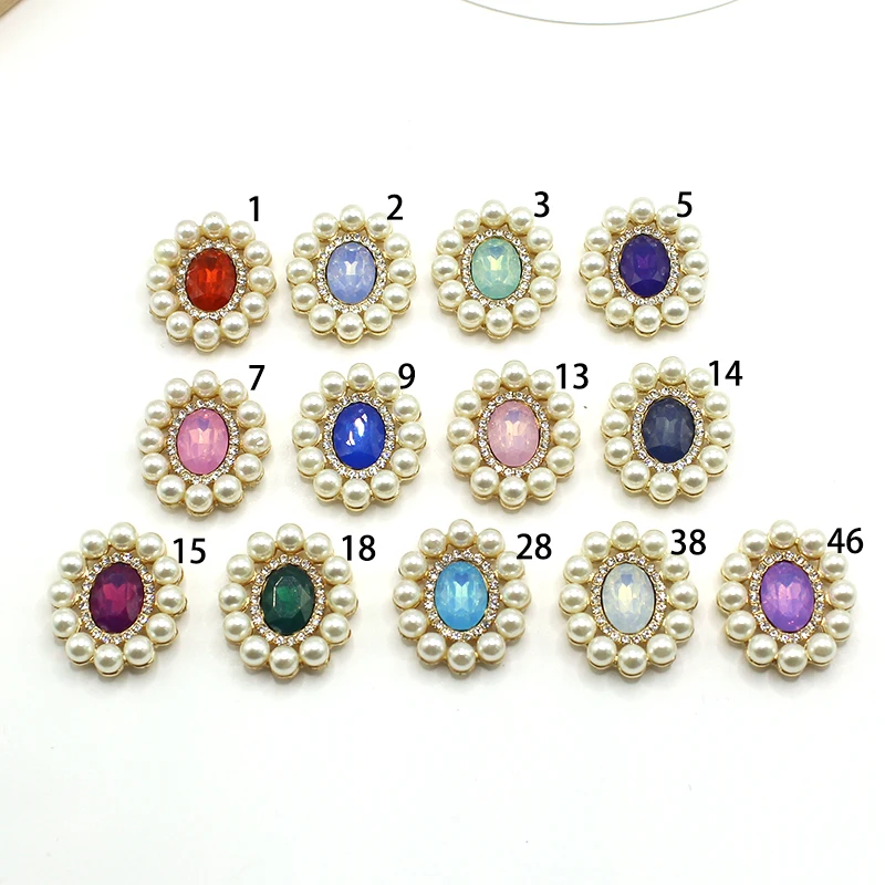 New 25 * 30MM Oval Resin Rhinestone Alloy Disk Buckle Diy Wedding Dress Hair Accessories Gift Box Decorative Accessories