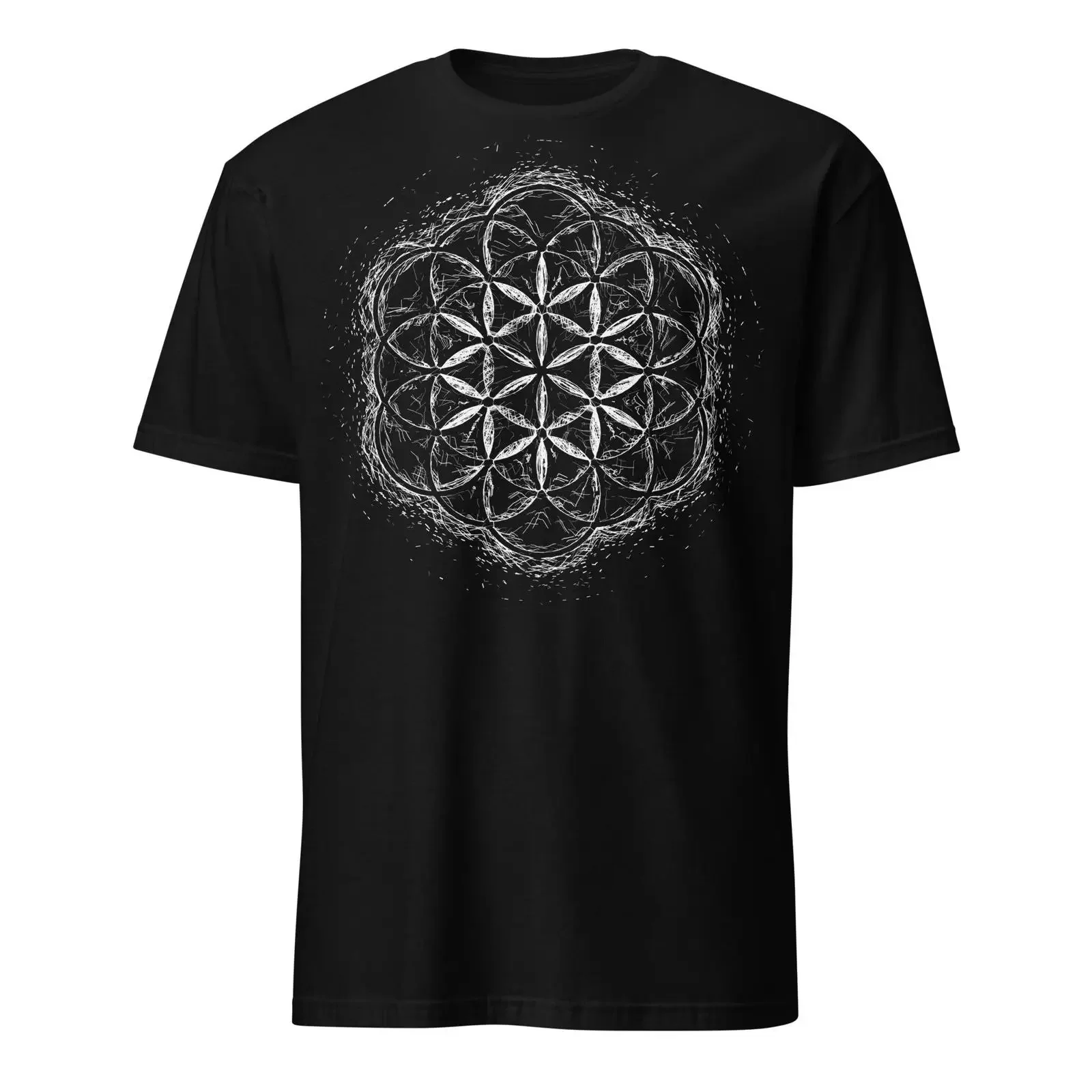 Quantum Flower of Life T Shirt  vintage Washed designer clothes Unisex Versatile graphic streetwear Top For Everyday Wear homme