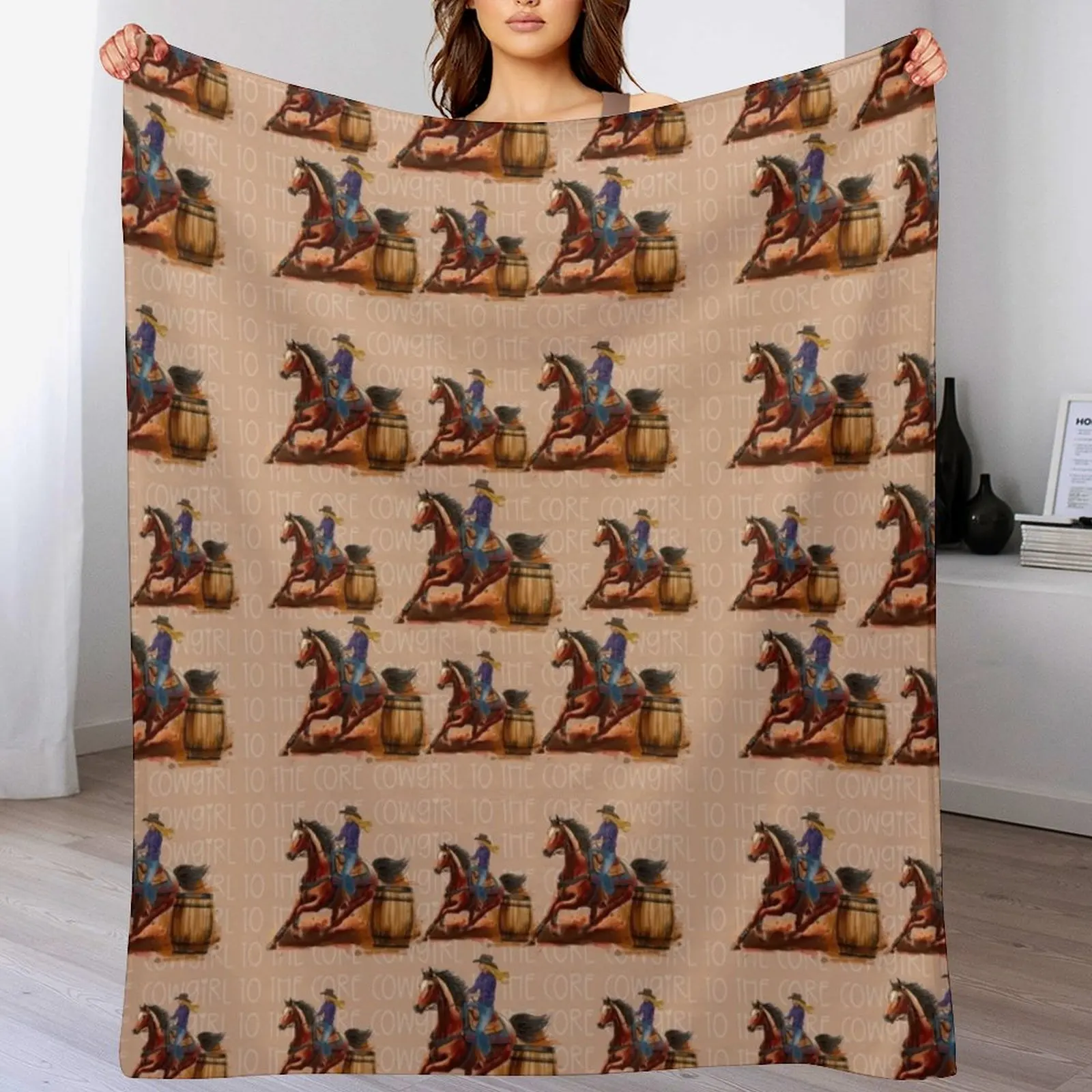 

Barrel Racing Cowgirl Throw Blanket manga Sofas Blankets Sofas Of Decoration Quilt Blankets