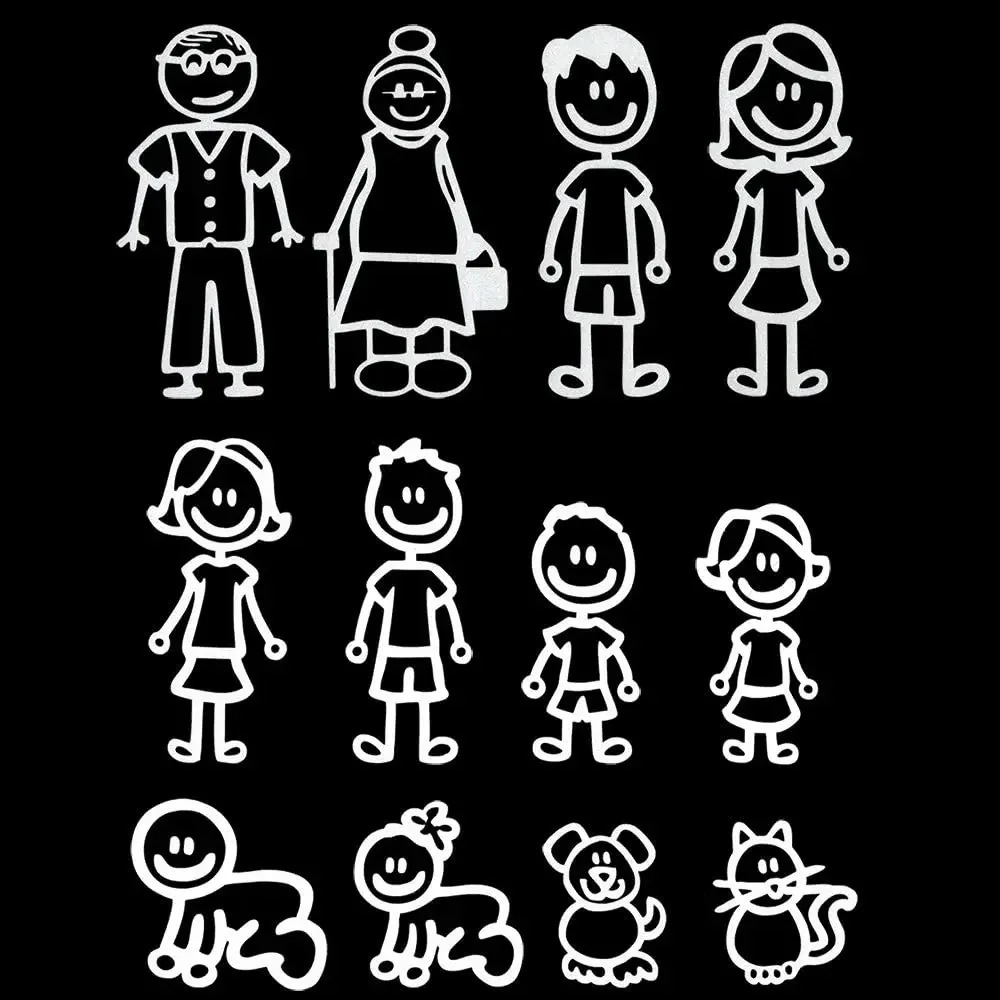 Car Sticker Cartoon Funny Family Vinyl Sticker Car Mount PVC Waterproof Sunscreen 20 cm image 2