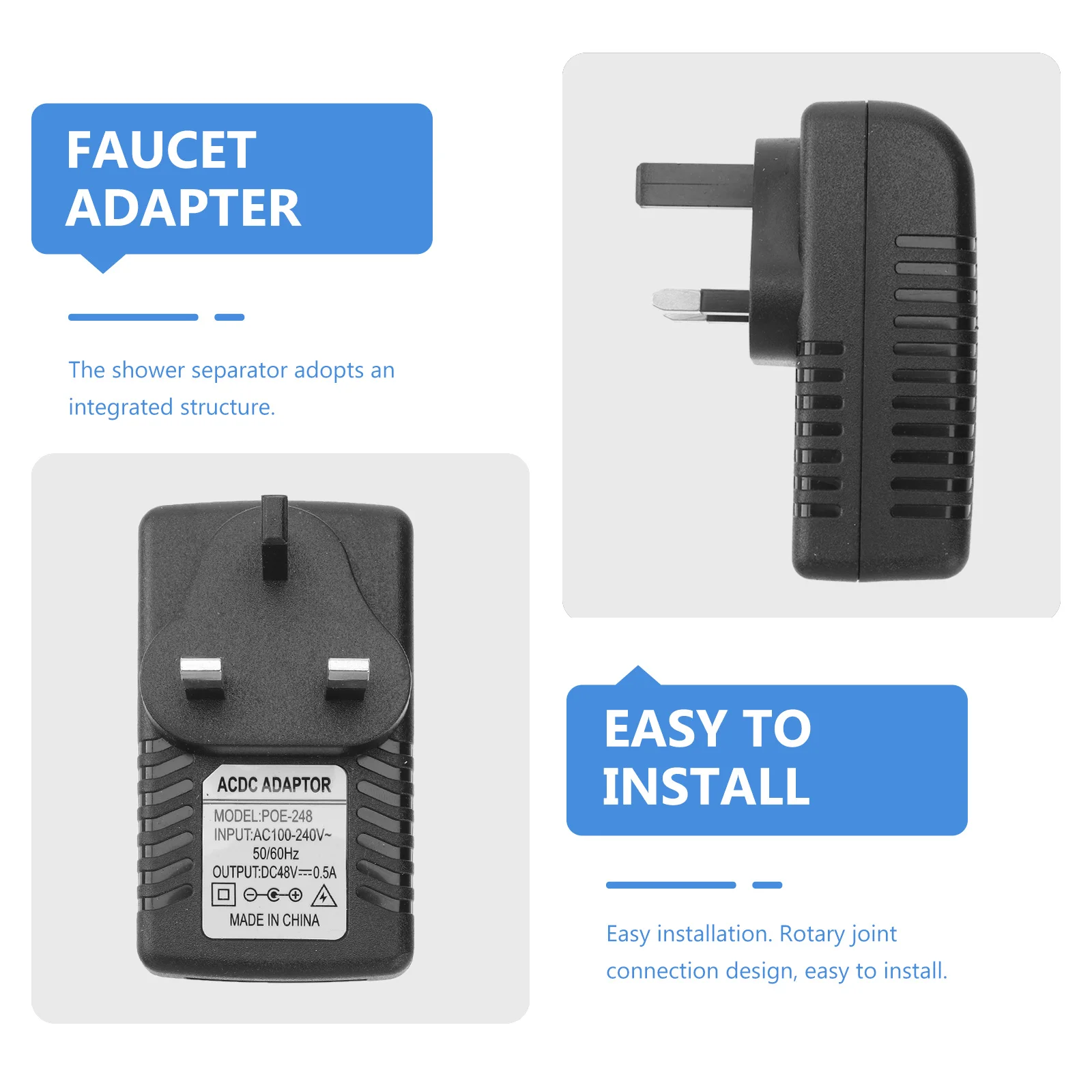 

Dc 48V 0.5A Power Adapter Injector Overvoltage Overcurrent Protection 5Kv Surge Resistant Short Circuit Fuse Alarm Function