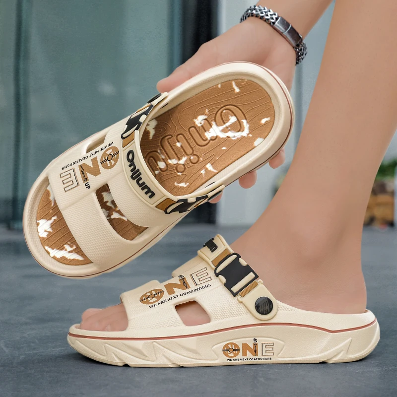 YRZL Summer Sandals for Men Breathable Slides Lightweight Comfortable Beach Slippers Men Women Non-Slip Soft Sole Casual Shoes