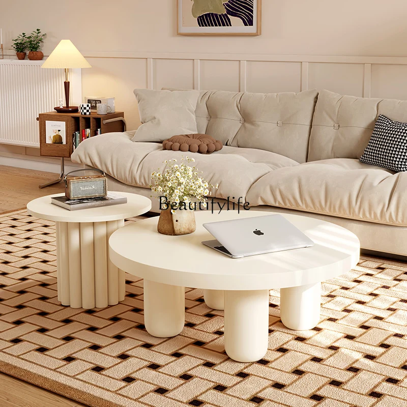 Cream wind living room coffee table simple household personality creative round table