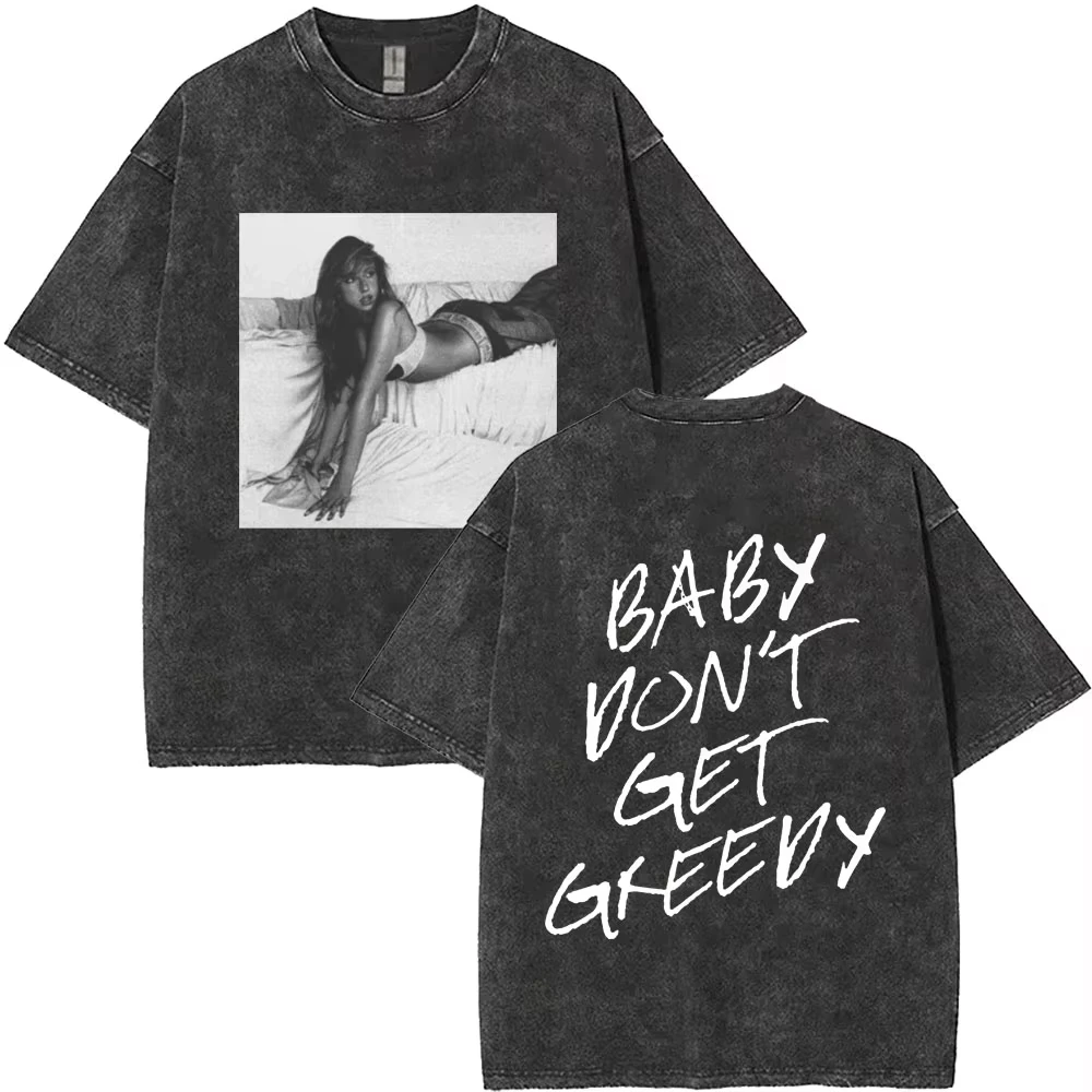 

Washed Singer Tate Mcrae Album So Close To What Miss Possessive 2025 World Tour T Shirts Men's Women Fashion Oversized T-shirts