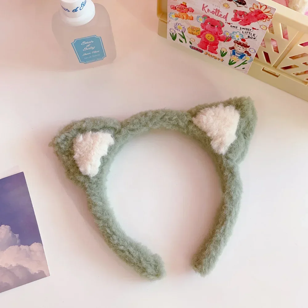 Cute Plush Cat Ears Headband Women Cartoon Makeup Headband Fluffy Washing Face Hairband Simple Korean Girl Kids Hair Accessories