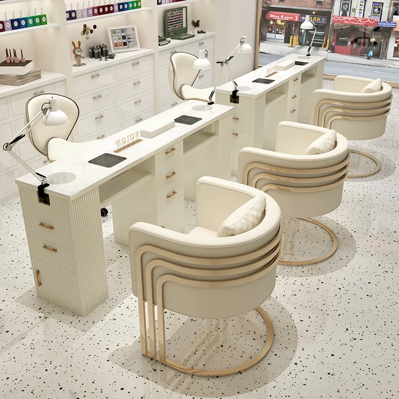 

Professional Nail Table Drawers Display Luxury Manicurist Tables Equipment Design Mesa De Manicure Salon Home Furnishings