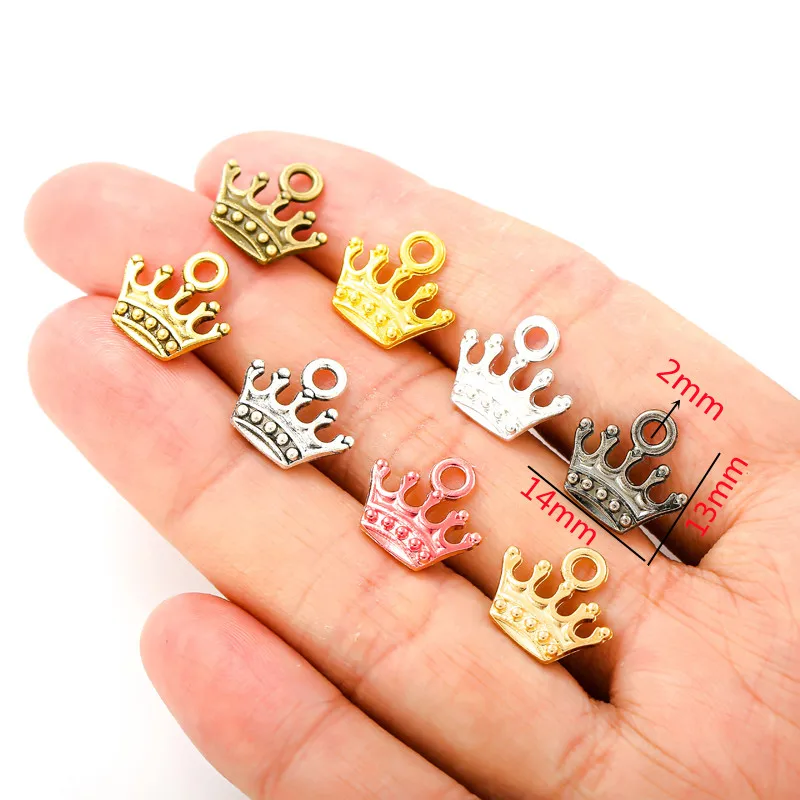 20pcs 8 colors crown Charms for Earring necklace Pendants Antique Jewelry Making DIY Handmade Craft 13*14mm N235