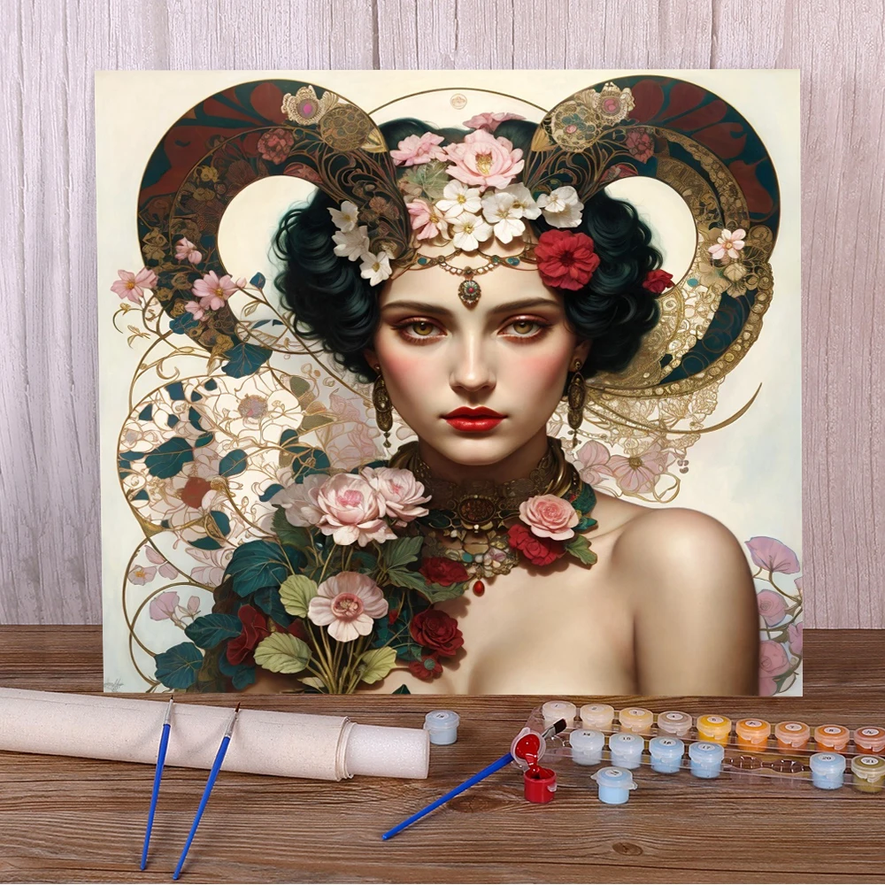 Flower Women Coloring By Numbers Painting Package Oil Paints 50*70 Painting On Canvas New Design Crafts For Adults For Drawing