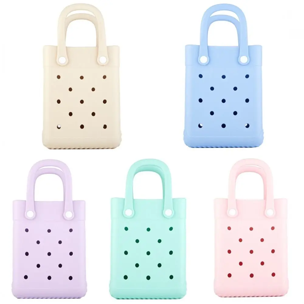 Fashion Mini EVA Hole Bags for Women Cartoon Colorful Summer Beach Tote Bag Basket Holes Waterproof Handbag Pouch