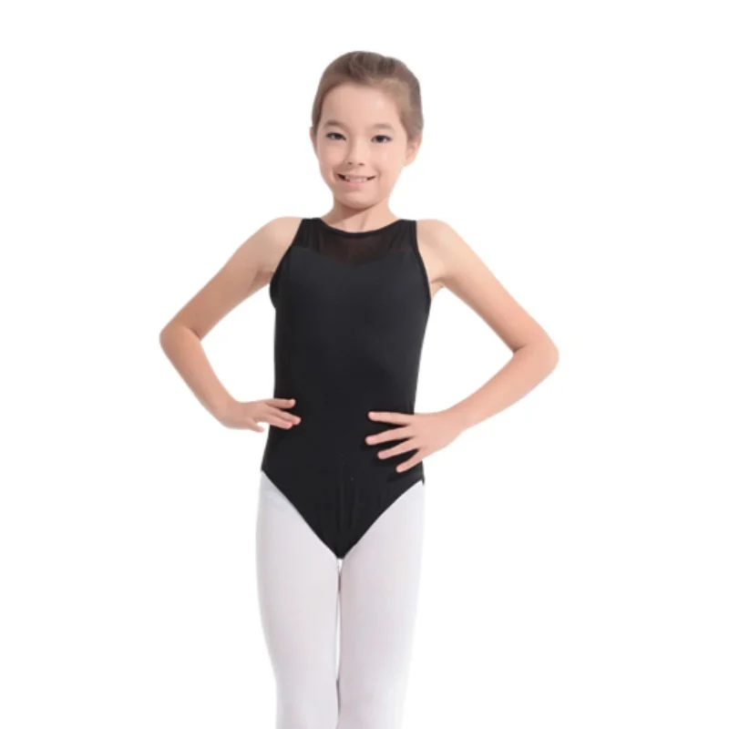 Kids Girls Mesh Dance Leotards Sleeveless Ballet Leotards Dance Skating Rhythmic Gymnastics Yoga Leotards Bodysuit