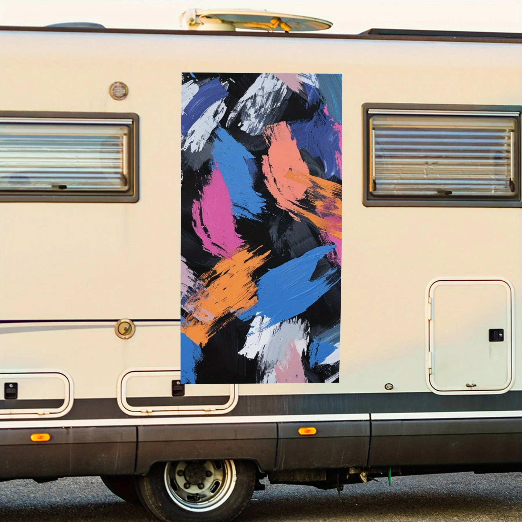 Artistic Brush Stroke Car Sticker,Vinyl decal on the side of the motor home, waterproof self-adhesive vinyl sticker on the side