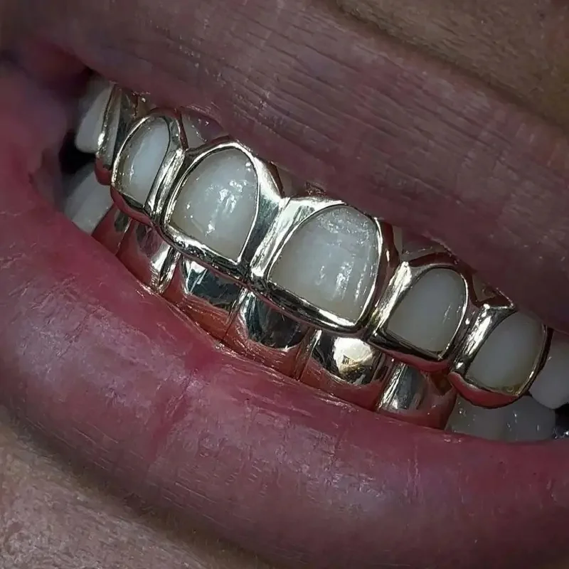 A Set Of Fashionable Six-Tooth Hollowed-Out/Smooth Lower Teeth Hip-Hop Tooth Ornaments, Stage Props, And Festival Gifts image 5