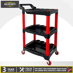 Car Repair and Washing Tool Storage Cart Wheeled Beauty Tool Cart 3-Layer Multi-Function Trolley Mechanical Workshop Trolley