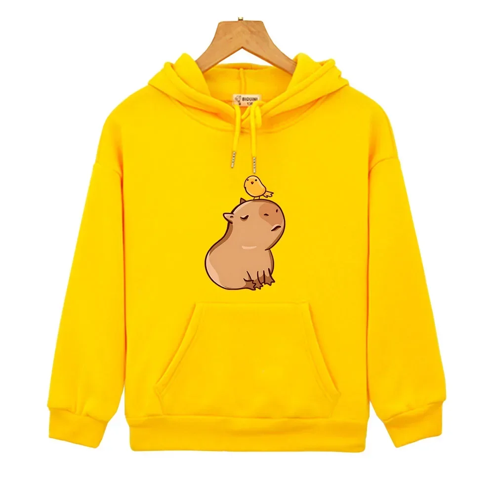 Capybara Bird Pattern Hoodies Cartoon Kids Clothes Fashion Warm Casual Loose Comfortable Sweatshirts Children Tops Autumn Winter