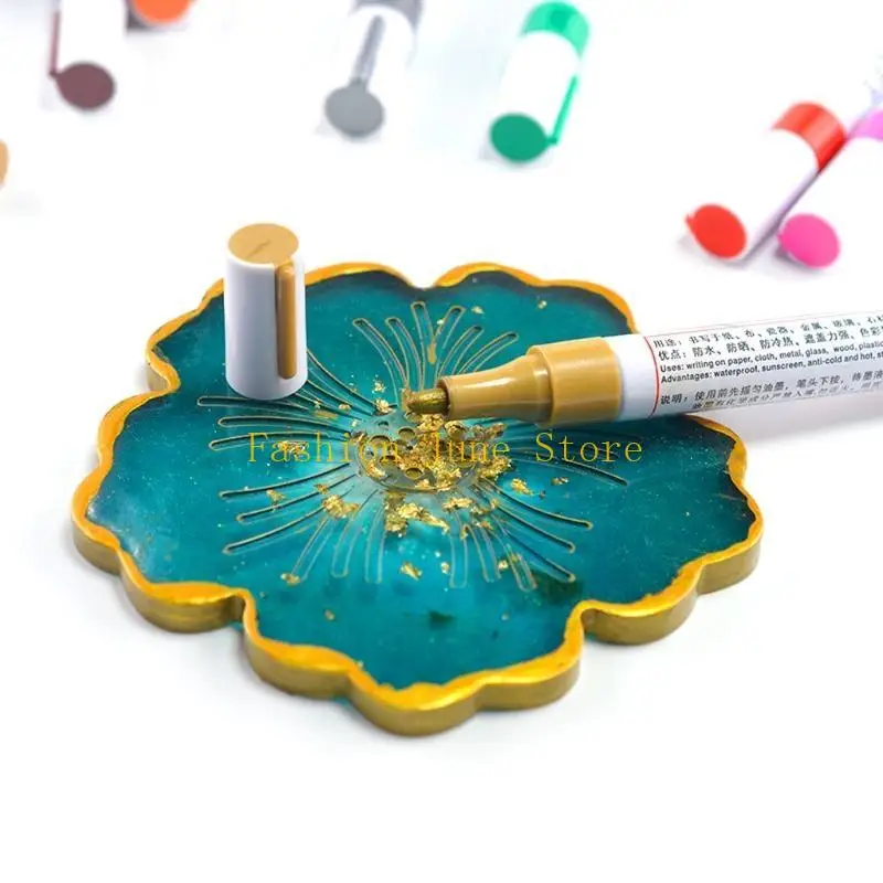 N5KA 12 Pcs Writing Pens Permanent Markers Gold Leafing Pen Permanent Art Marker Pens for Card Making Painting DIY Album