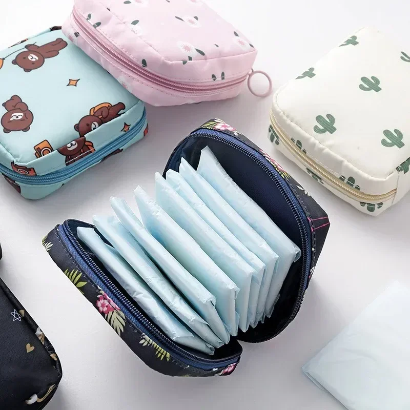 Women Sanitary Napkin Pad Pouch Tampons Storage Bags Girl Makeup Lipstick Cotton Pad Key Cosmetic Bags Travel Storage Organizer