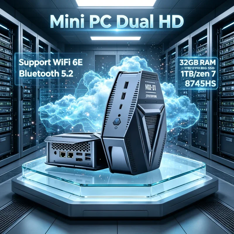 

Reliable Stable Mini Gaming PC R7 8745HS WiFi6 Type-C HD DP 2DDR5 4USB3.2 Dual 2.5G LAN Windows11 Compact Household PC