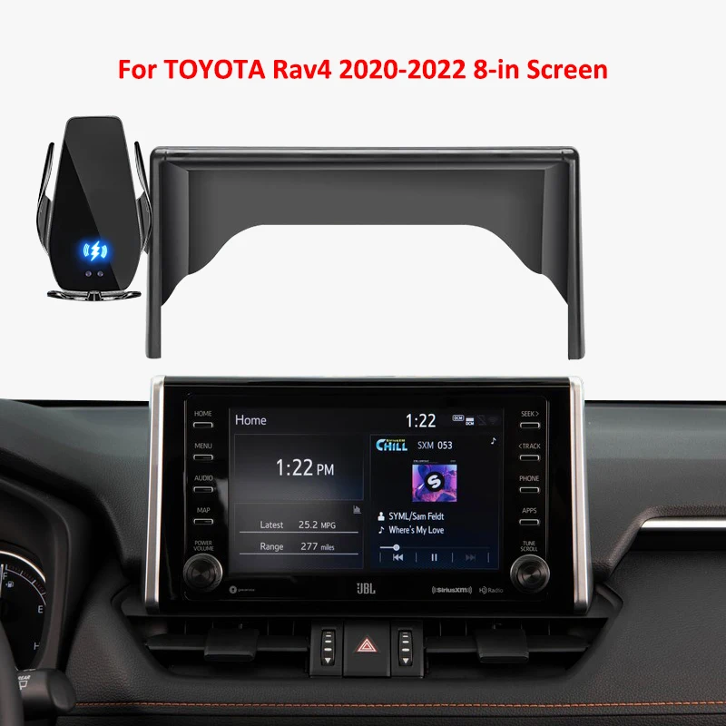 Car Mobile Phone Holder For Toyota Rav4 8-in Screen Fixing Navigation Bracket Wireless Charging Navigation Cellphone Holder