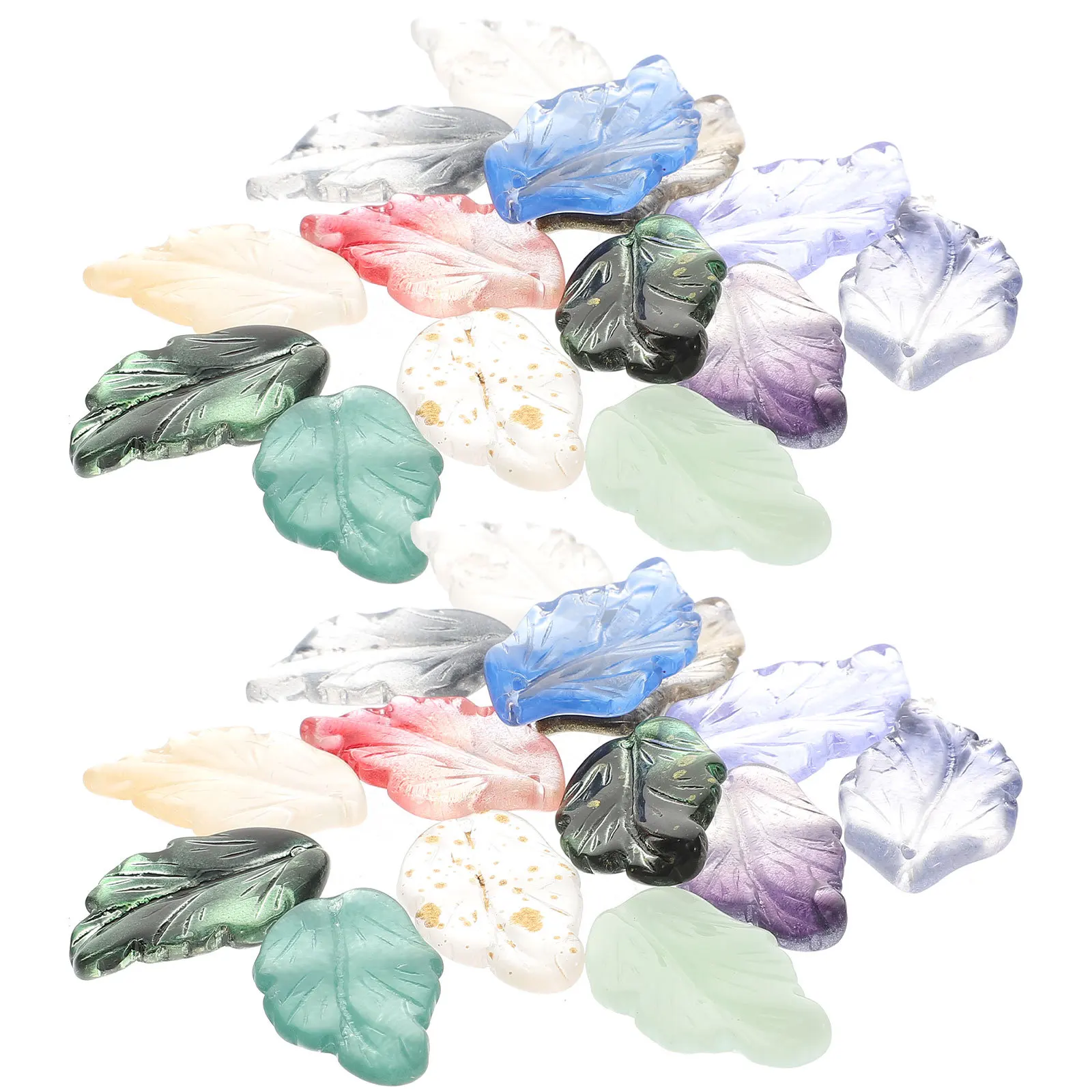 

40Pcs Glass Leaf Charms Retro Style DIY Jewelry Making Charms for Earrings Necklaces Bracelets Craft Supplies Leaf Charm