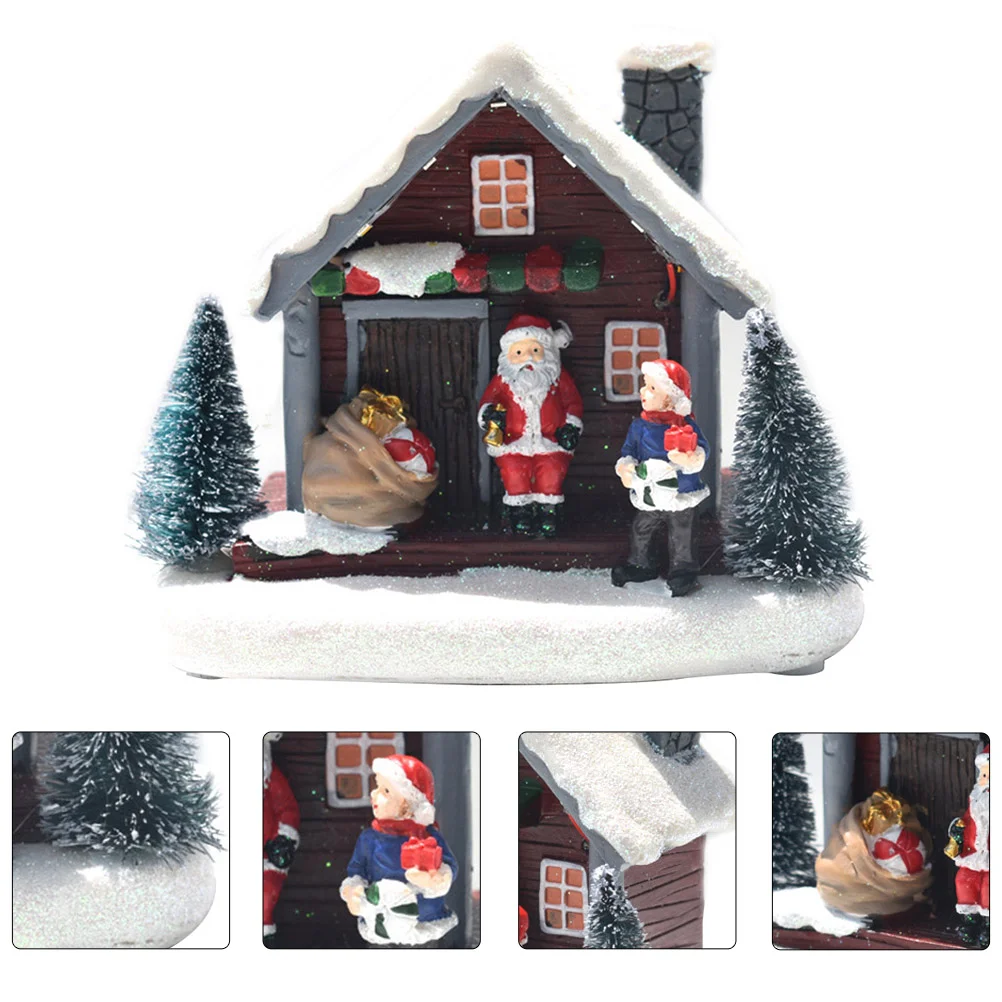 Snow House Decoration Home Christmas Dollhouse DIY Kit Village Houses Miniture Luminous Resin Micro Decorate