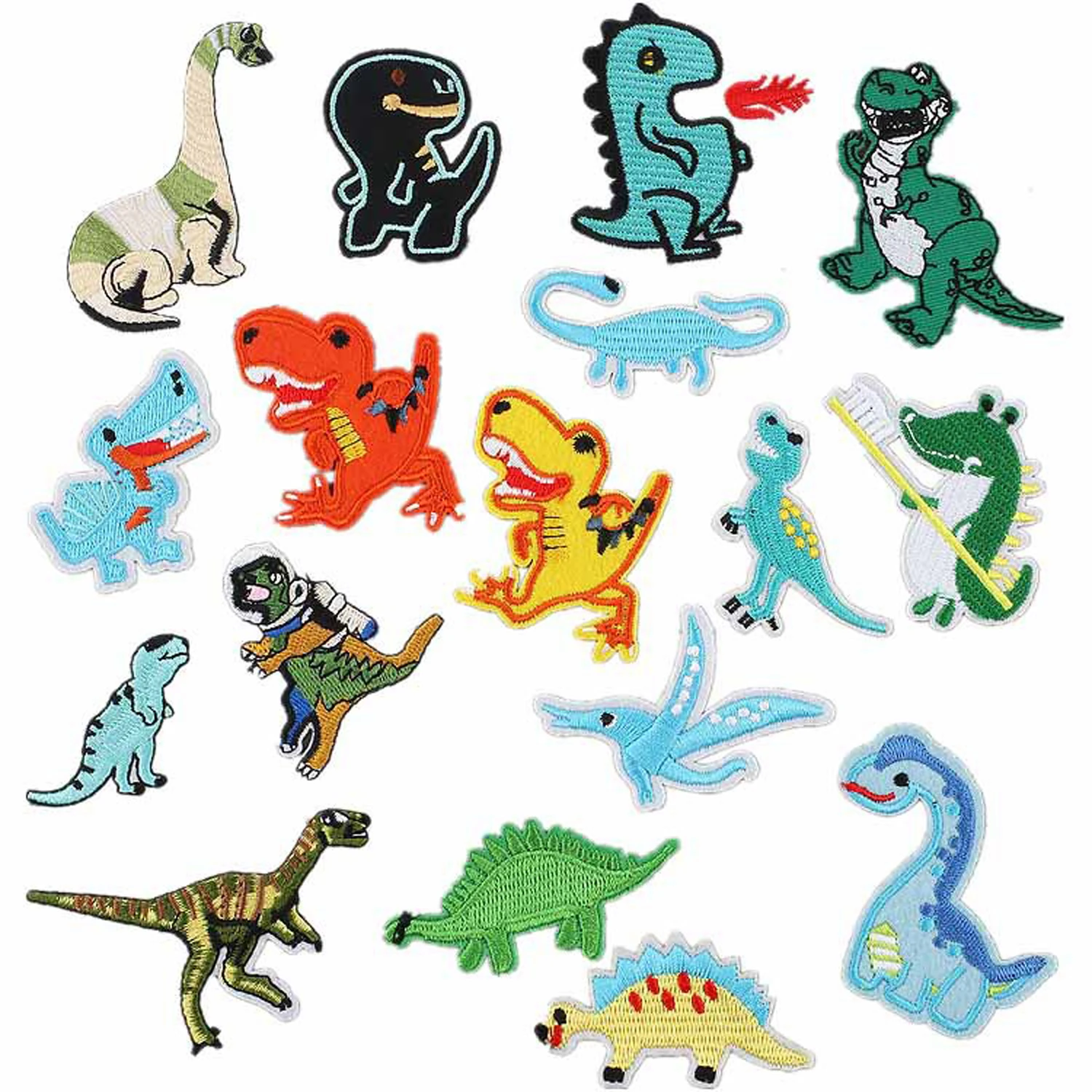 Dinosaur Patches for Clothing Cheetah Mixed Embroidery Cloth Sticking Cartoon Patch Sticking Iron on Motifs