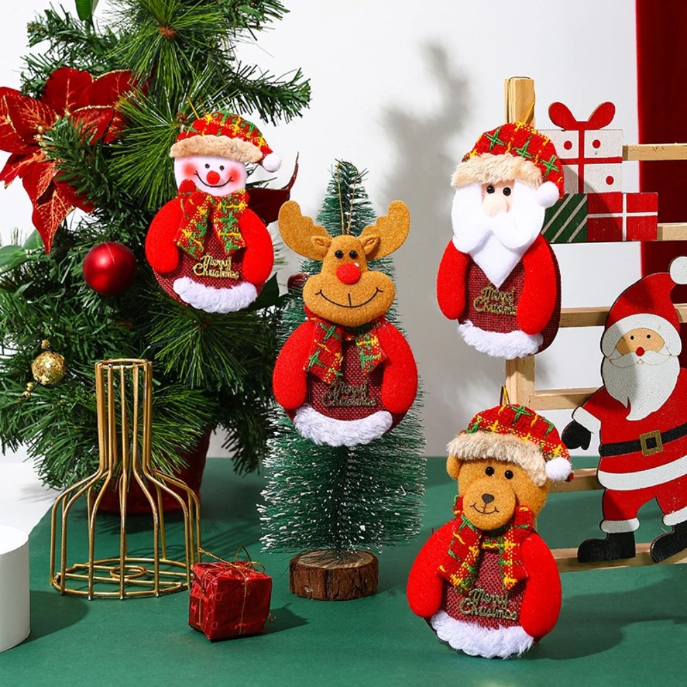 

4pcs New Cartoon Christmas Festive Decoration Santa Claus English Sign Small Pendant Christmas Tree Decoration Hanging Piece