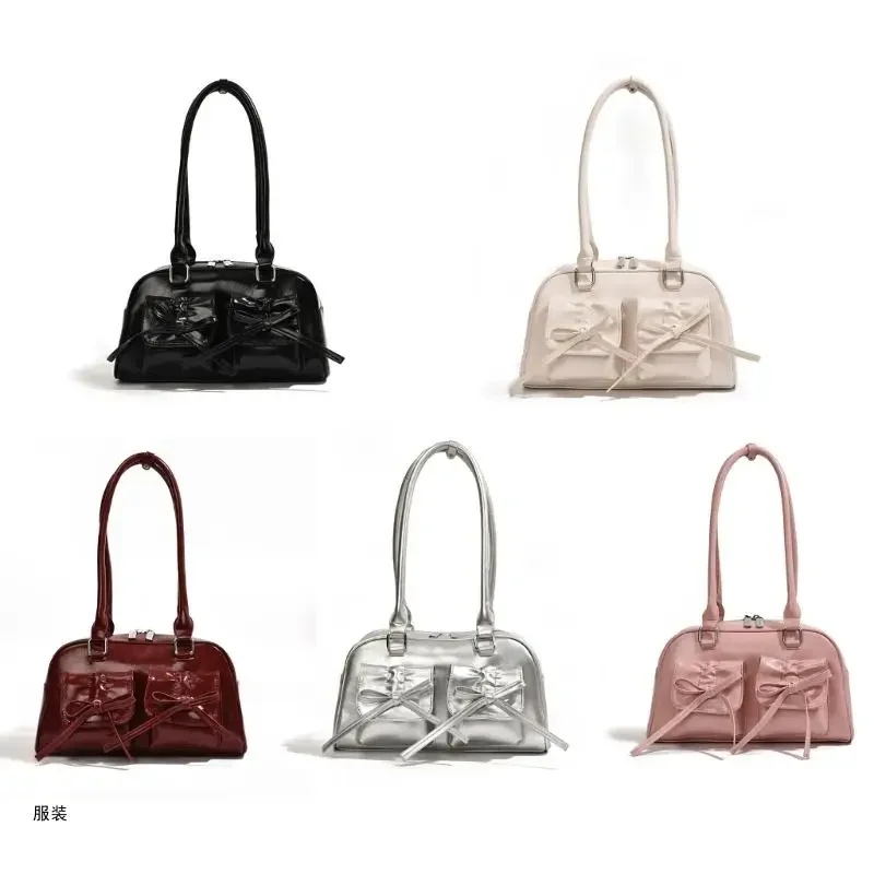 D0UD 2024 nuevos bolsos hombro con lazo, bolso Color sólido para axila, bolso para axila para chica, bolsos para