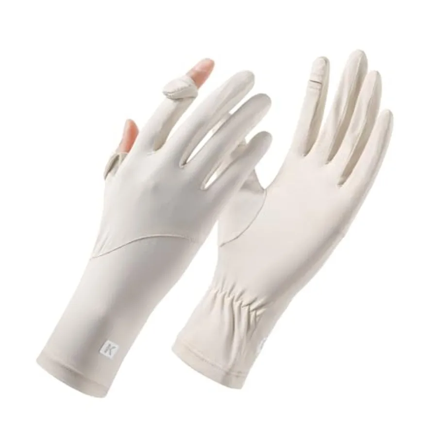 Ice Silk Sunscreen Gloves UV Protection Mittens Non-Slip Touch Screen Driving Gloves for Cycling Riding Golfing Hiking