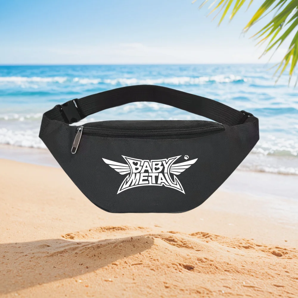 Babymetal Logo Wings Design Waist Backpack Crossbody Chest Bag Street Casual Sporty Fashionable Simple Unique Printed Design