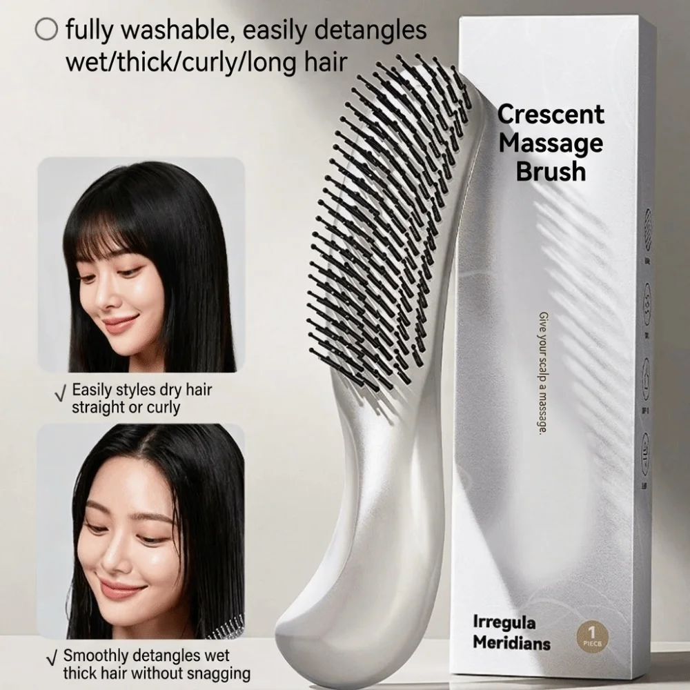 Curved Shape Massage Hair Comb Dual Layer Teeth Matte Grip Detangling Hair Brush Smooth Detangling Portable Scalp Massage Brush