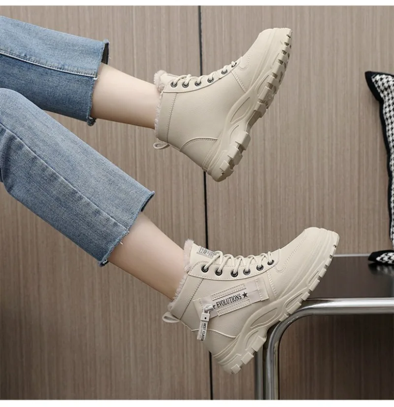 Casual High-top Shoes for Women Winter Snow Boots Warm Womens Sneakers Platform Ankle Boots Plus Size 45 zapatillas de mujer