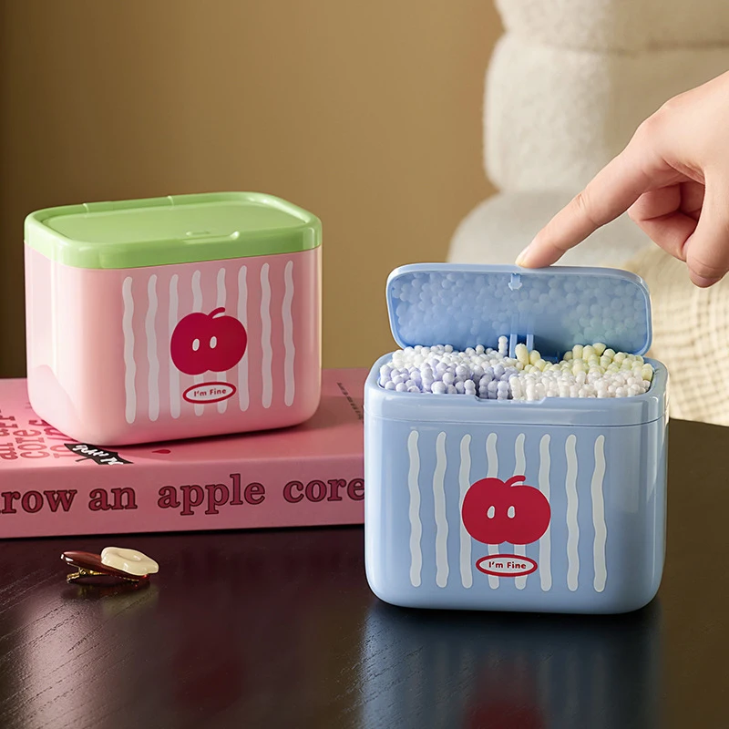 Behälter-Spenderbox für Wattestäbchen und Wattebällchen mit Deckel, Badezimmer-Aufbewahrung, Kosmetik-Organizer