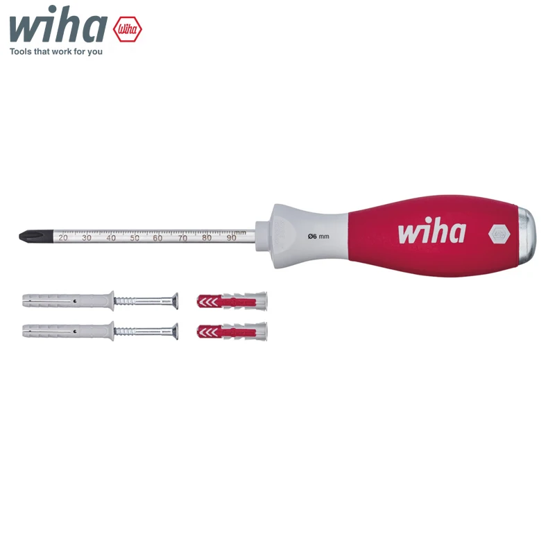 WIHA 41289 Dowel Racket Set SoftFinish Tap Screwdriver PH2 Positioning Pin  Knockout Punch down Phillips Screwdriver