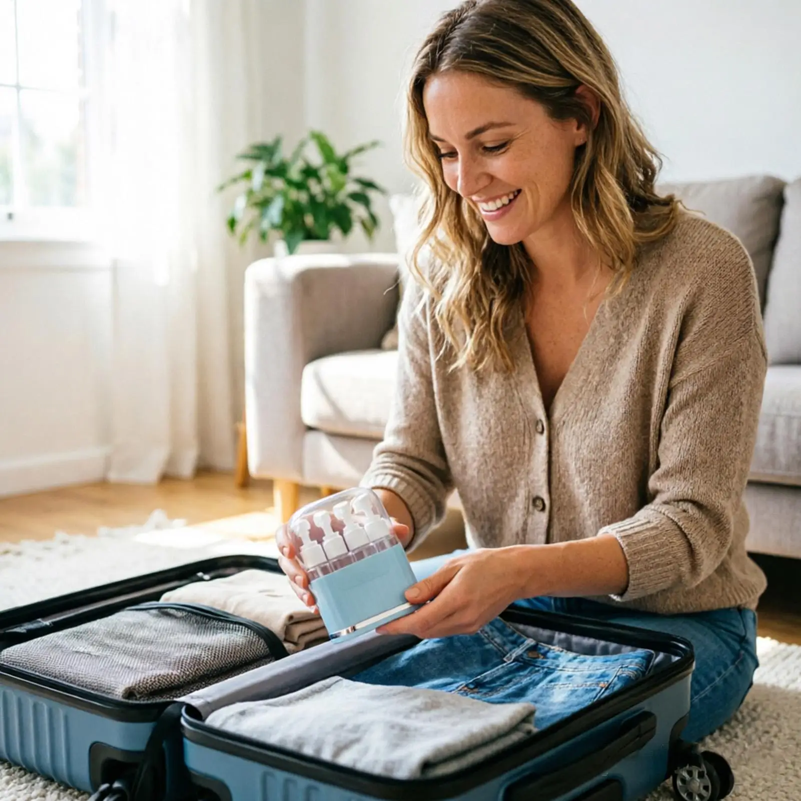 Travel Bottles For Toiletries 4 Pieces Leak-proof Refillable Perfume Organizer With Scales And Labels Shampoo And Conditioner