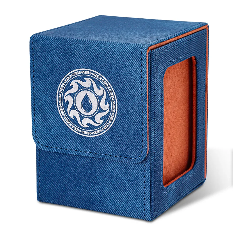 Card Deck Box for TCG with Display Window for 100+ Double Sleeved Cards, Magnetic Card Storage Box Fits for CCG Sports Trading