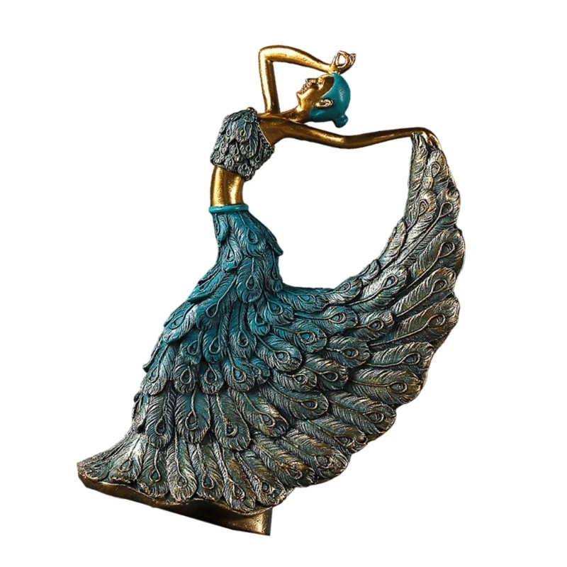 Peacocks Decors Figurine Resins Peacocks Dancer Statue Peacocks Decorative Object for Book Shelf,Side Table Home Drop shipping