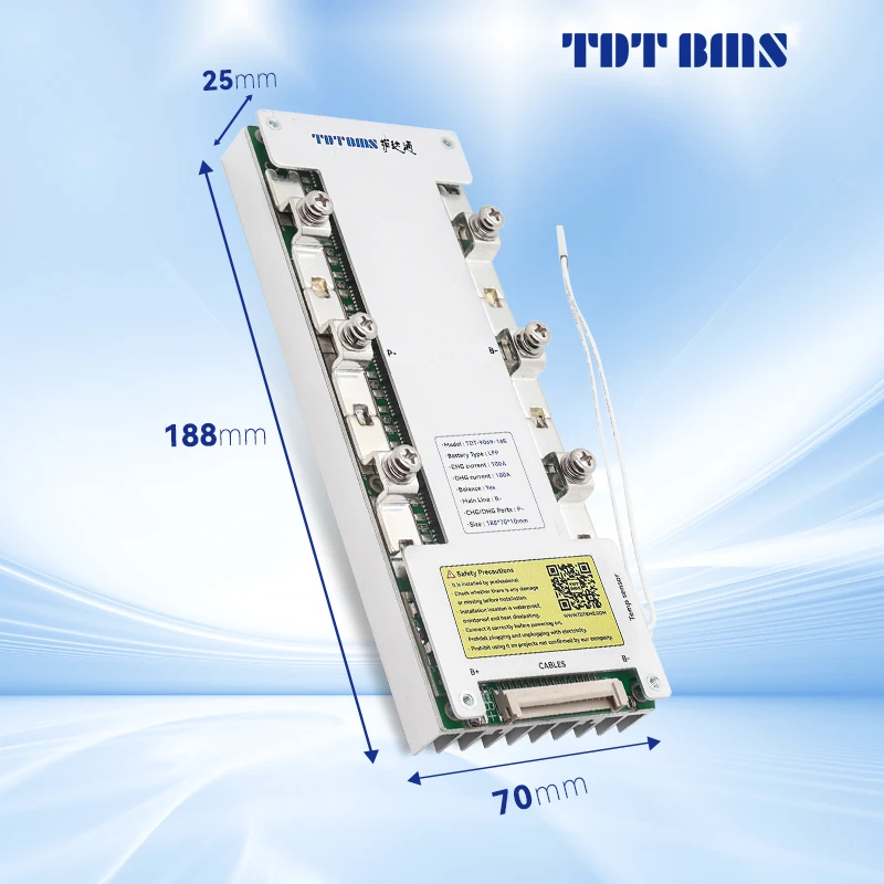 TDT BMS Lifepo4 12S 36V 13S 14S 15S 48V 16S 60V Li-Ion 18650 Battery Packs management system  50A 100A 150A 200A with balancer