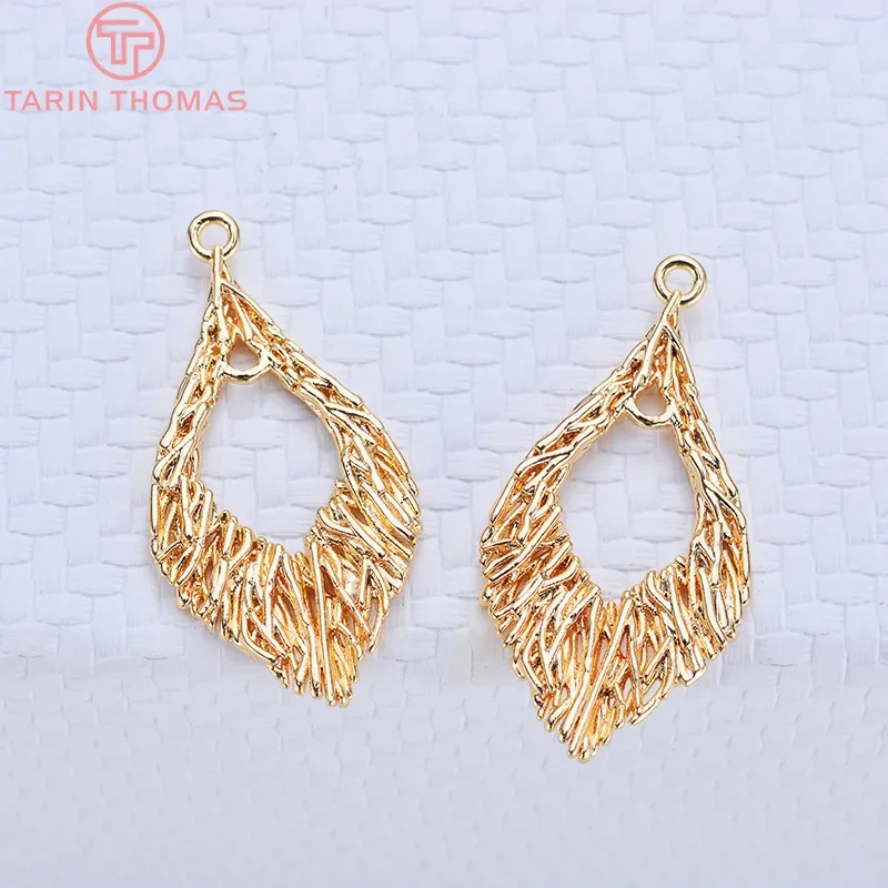 

(1497)6PCS 14x28MM 24K Gold Color Brass Hollow Drop shape Earrings Pendants Charms High Quality Diy Jewelry Findings Accessories