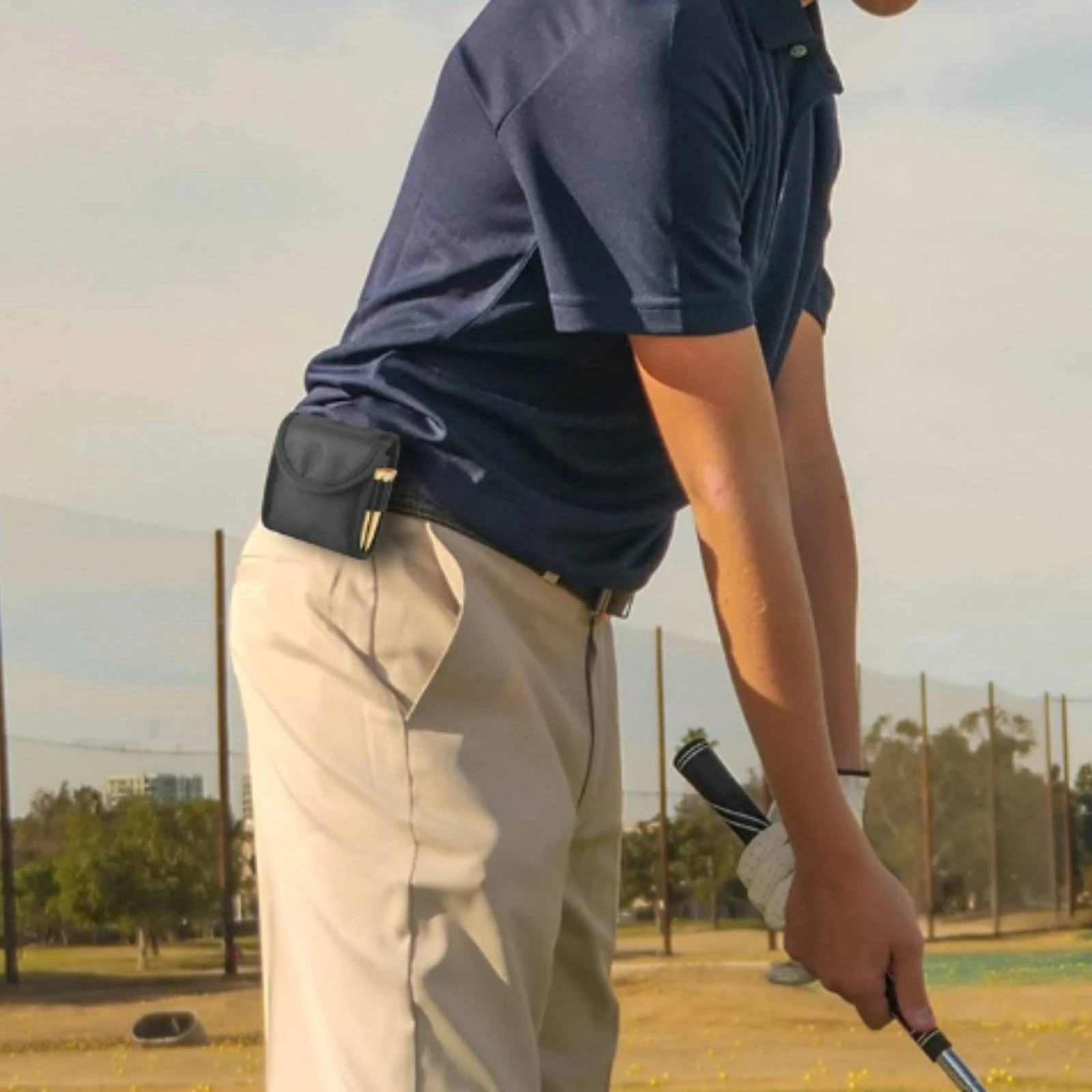 Compact Golf Accessory Bag with Hanging Buckle Lightweight Golf Ball Pouch with Belt Loop Reinforced Edging Hands-Complimentary