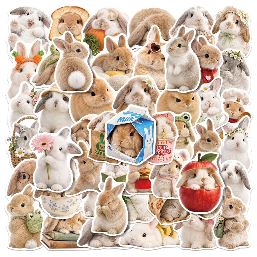 10/30/50pcs Kawaii Animal Rabbit Cartoon Stickers Waterproof DIY Luggage Laptop Skateboard Helmet Cute Bunny Sticker Wholesale