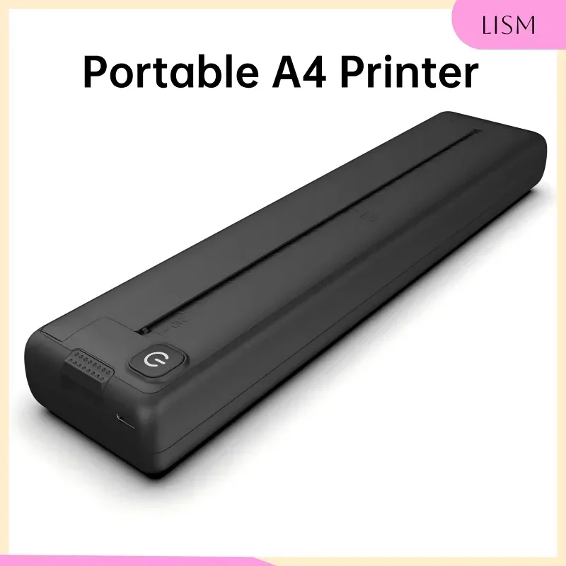 

LISM A4 Portable Thermal Printer Wireless Bluetooth with A4 Paper USB Rechargeable Office 200dpi Thermal Color Printer