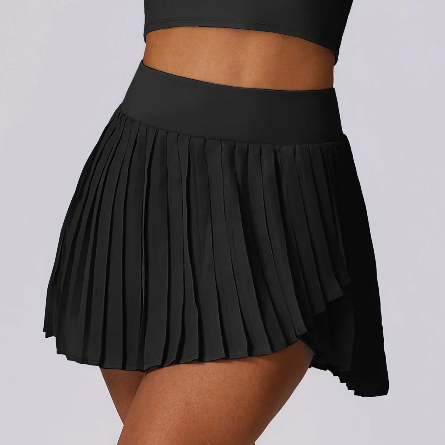 

2025 Womens Black Tennis Skirt with Built in Shorts High Waist Plisse Gym Running Golf Yoga Sporty Outfit