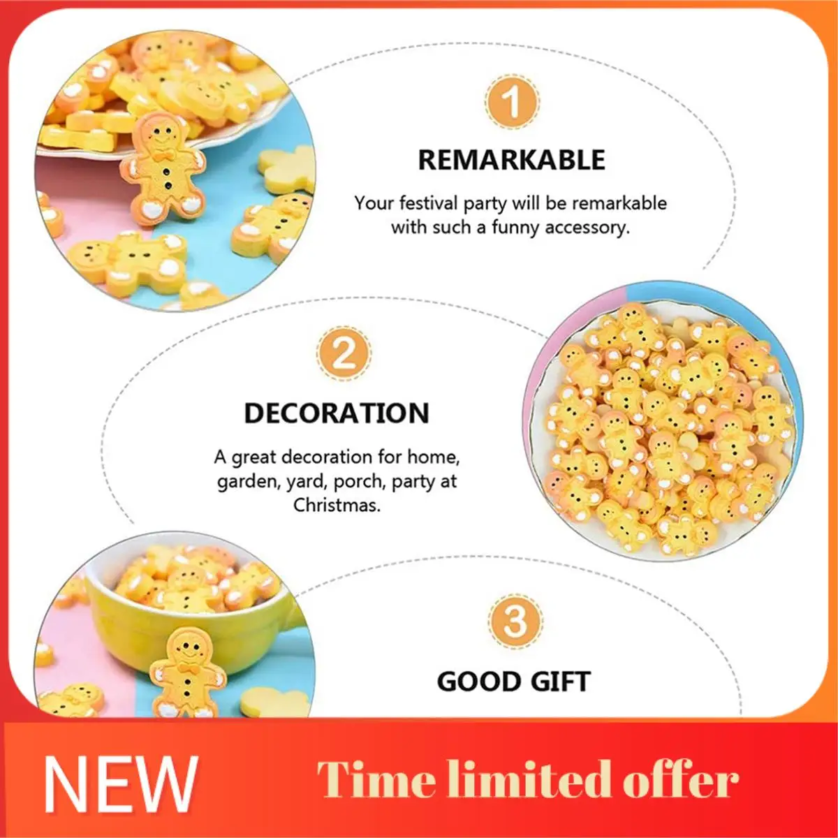 ABRN-Diy Christmas Simulation Biscuit Resin Accessories Japanese Cute Decoration Accessories Gingerbread Man Resin Biscuit
